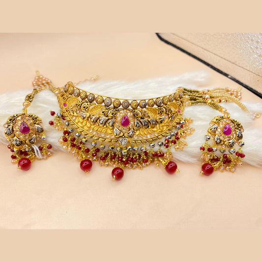 Handcrafted Gold-Plated Choker Set with Vintage Charm