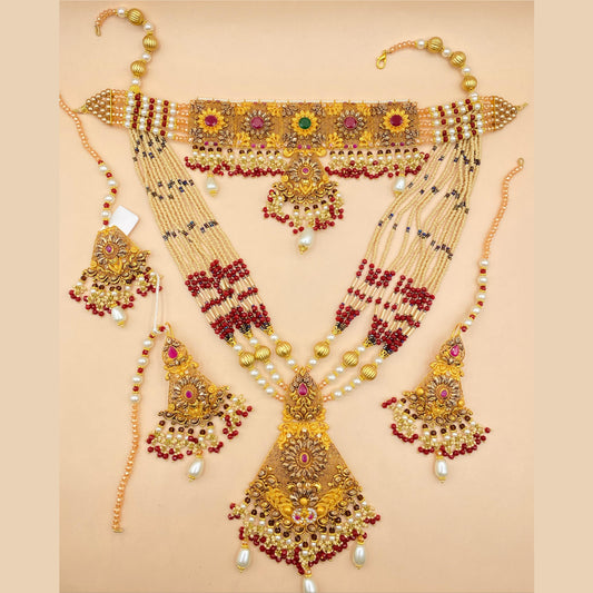 Opulent Maroon Zircon Complete Bridal Jewellery Collection