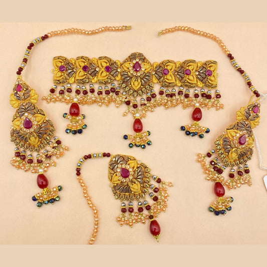 Designer Champagne Bridal Jewellery Set with Sparkling Stones