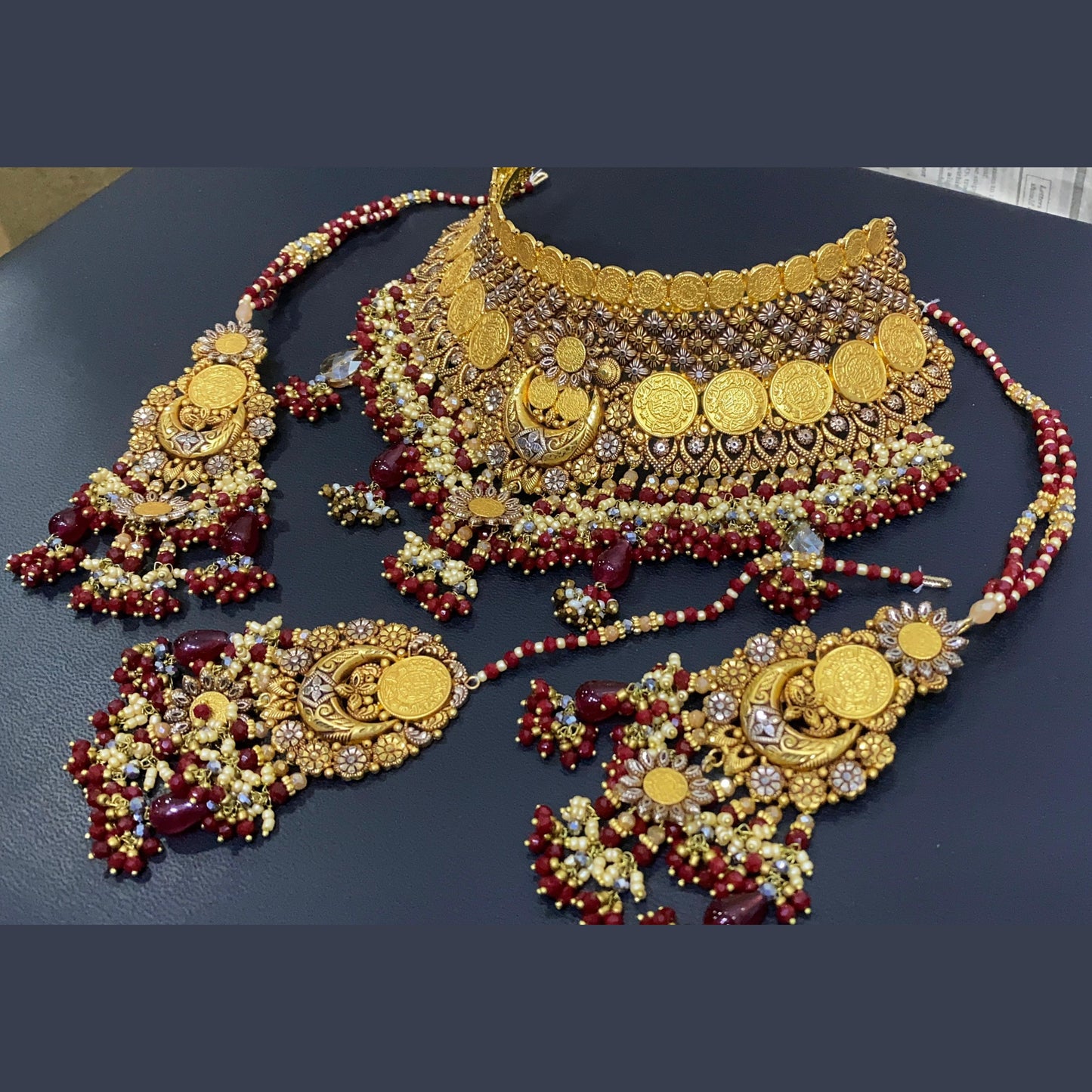 Premium Bridal Jewellery Collection with Maroon Stones