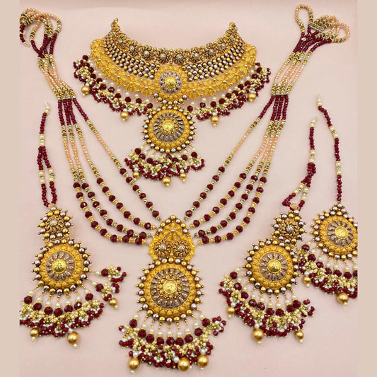 Classic Maroon Stone Bridal Jewellery with Modern Elegance