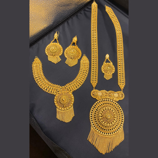 Luxury Bridal Collection – Gold-Plated Choker & Long Necklace Set