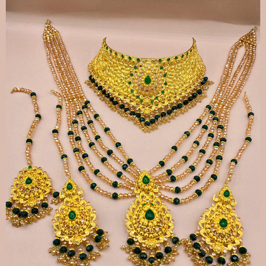 Designer Green Bridal Jewellery Set with Sparkling Stones
