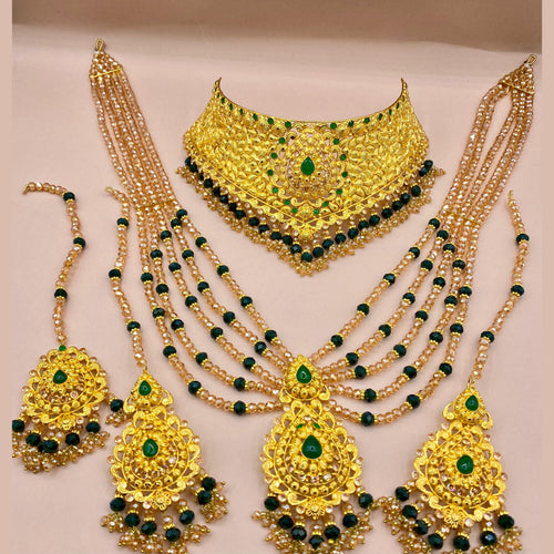 Designer Green Bridal Jewellery Set with Sparkling Stones