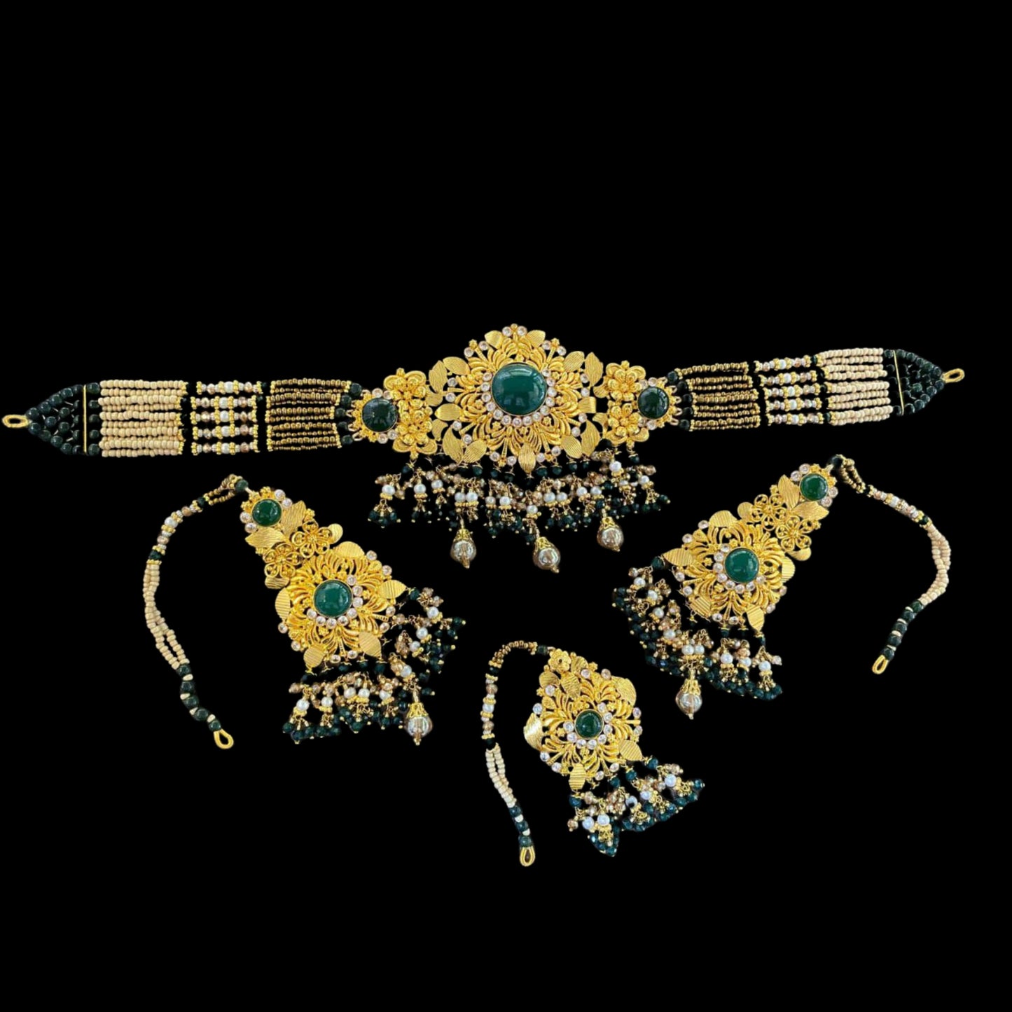 Luxury Green Zircon Choker Set in Gold Plating