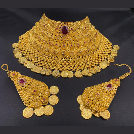 Traditional Heritage Bridal Set with Antique Gold Detailing
