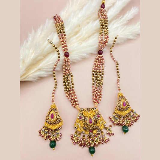 Luxury Gold-Plated Mala Set with Champagne Zircons