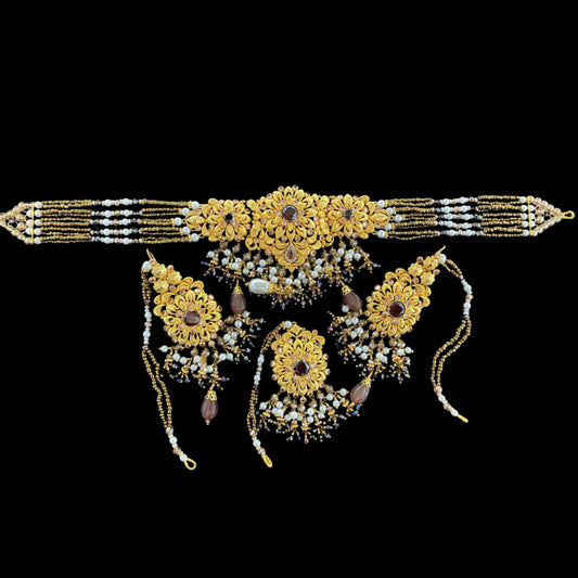 Elegant Champagne Stone Gold-Plated Choker Set