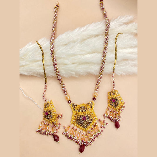 Classic Champagne Stone Gold-Plated Mala Jewellery Set