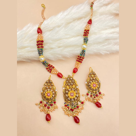 Royal Gold-Plated Mala Necklace Featuring Champagne Stones