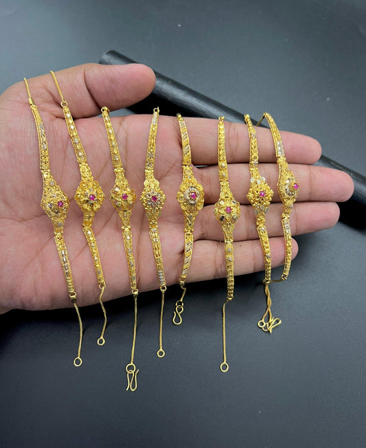 Gleaming Gold-Plated Zircon Embellished Partywear Bracelet