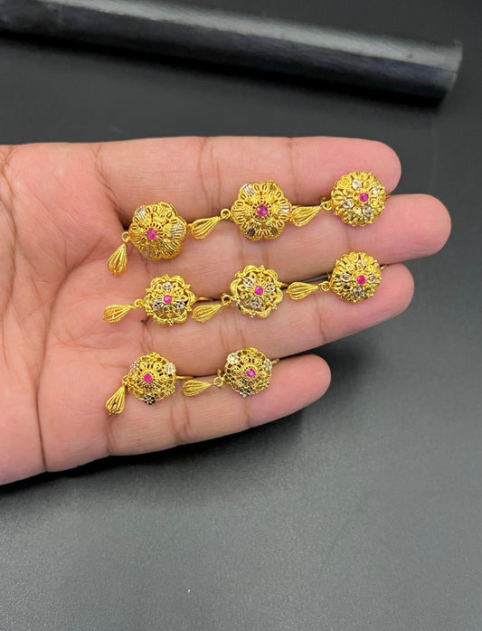 1 Pair Designer Maroon Zircon Earrings with Gold Plating