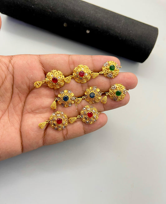 Exclusive Maroon Zircon Gold-Plated Earrings Jewellery