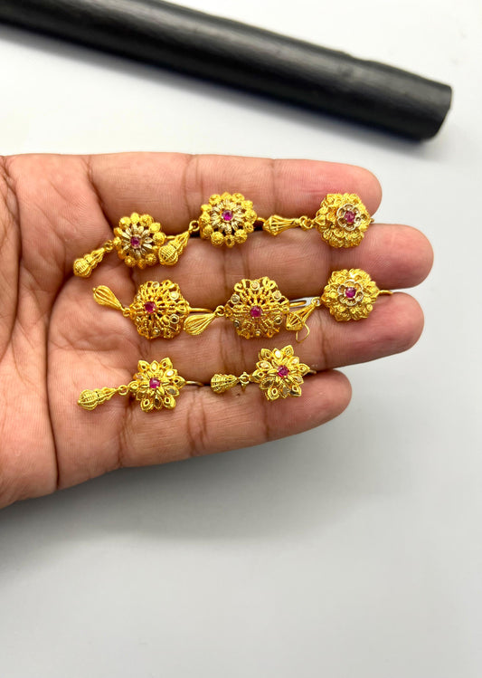 Majestic Maroon Gold-Plated Earrings with Sparkling Stones