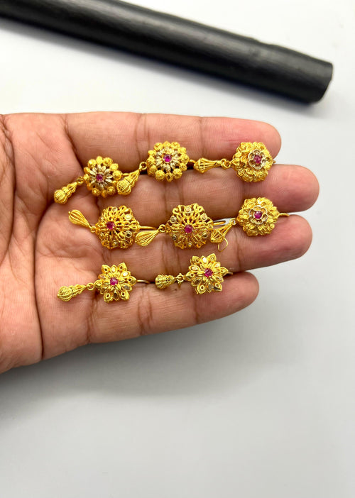 Majestic Maroon Gold-Plated Earrings with Sparkling Stones