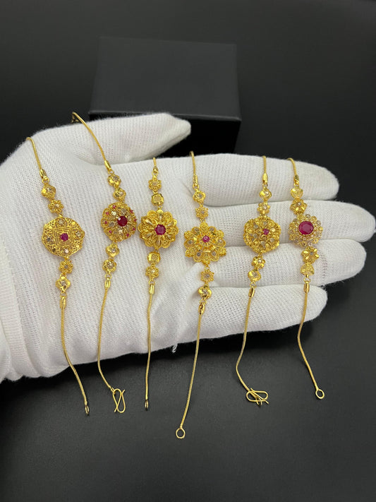 Gleaming Gold-Plated Zircon Embellished Partywear Bracelet