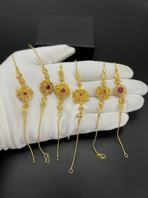 Gleaming Gold-Plated Zircon Embellished Partywear Bracelet