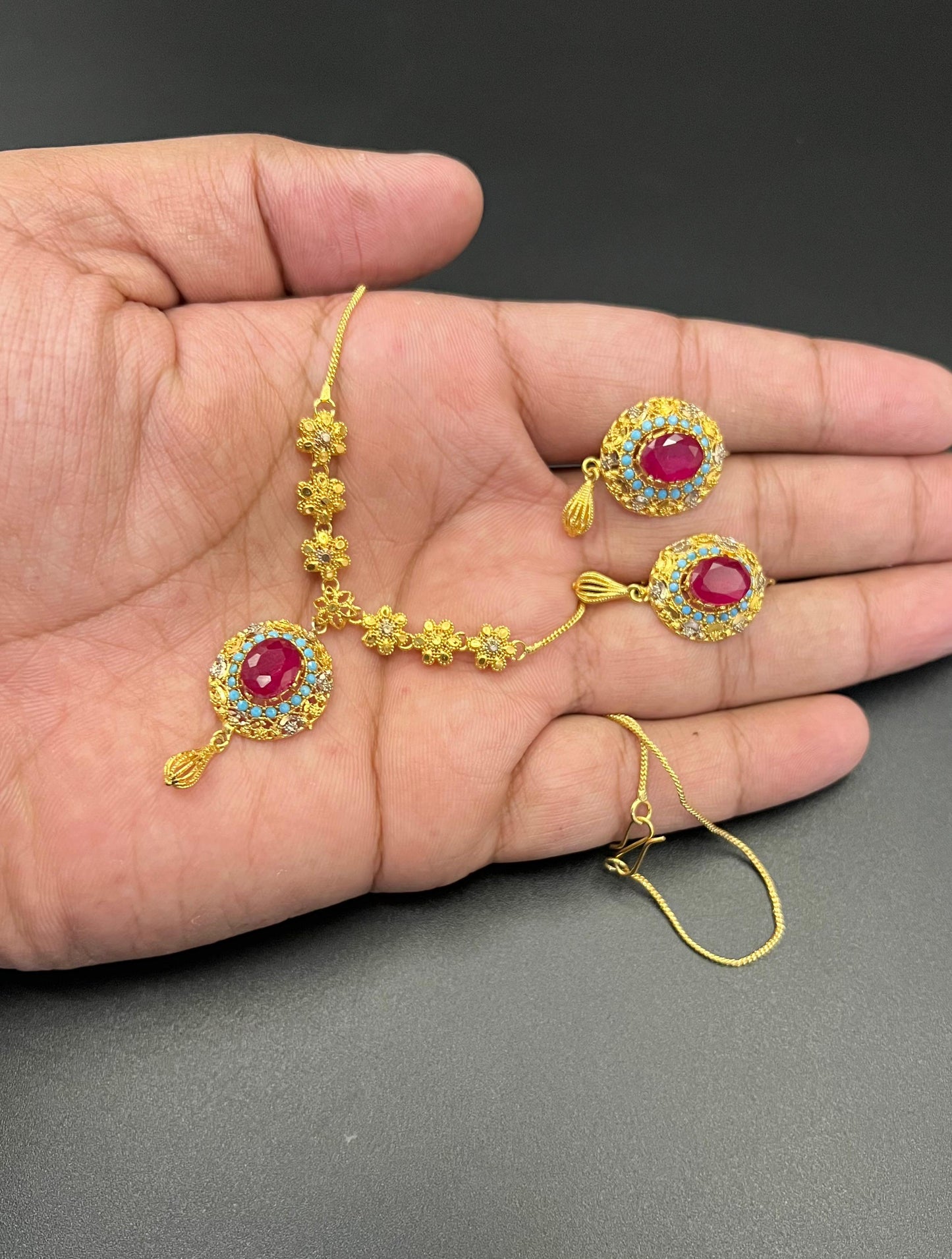 Designer Gold-Plated Pendant Set with Sparkling Zircons