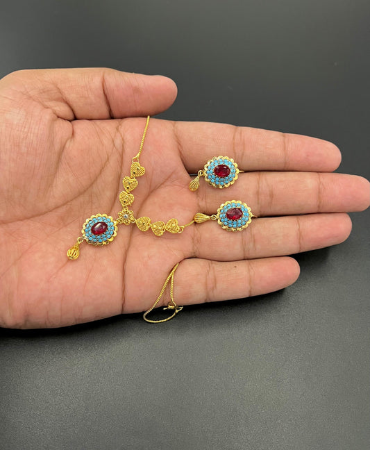 Charming Gold-Plated Pendant Set with Zircon Shine Finish