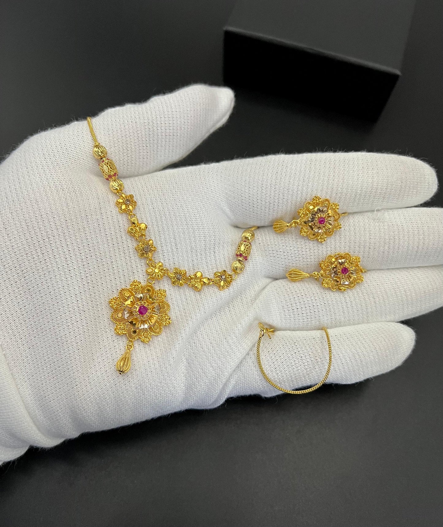 Classic Elegance Gold-Plated Pendant Set with Real Zircons