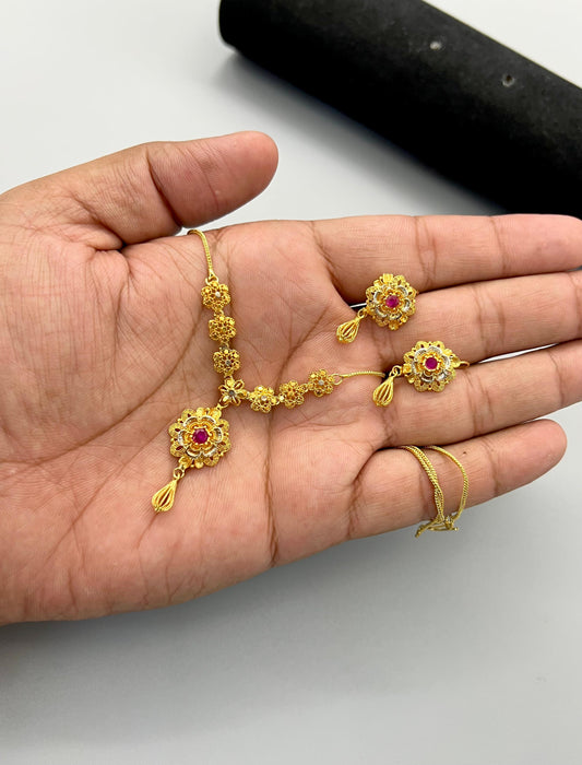 Radiant Gold-Plated Pendant Set with Real Zircon Sparkle