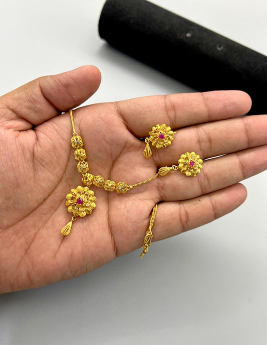 Golden Shine Pendant Set with Premium Real Zircon Stones