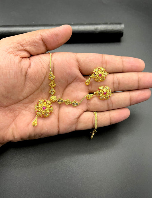 Premium Gold-Plated Pendant & Earrings Zircon Set