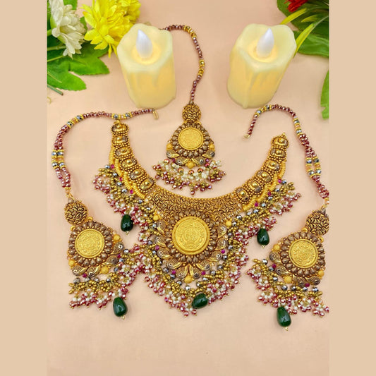 Antique Look Gold-Plated Choker Set with Vintage Detailing