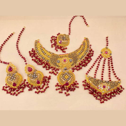 Graceful Gold-Plated Maroon Choker Set for Festive Elegance