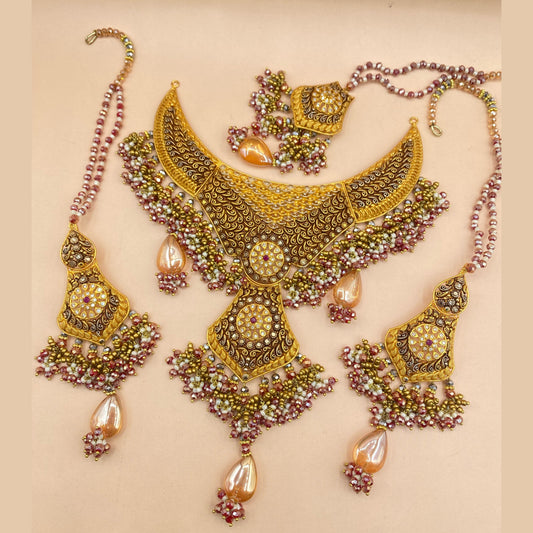 Classic Antique Look Necklace Set with Traditional Motifs