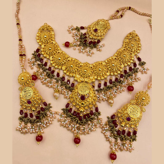 Elegant Gold-Plated Antique Design Partywear Jewellery Set