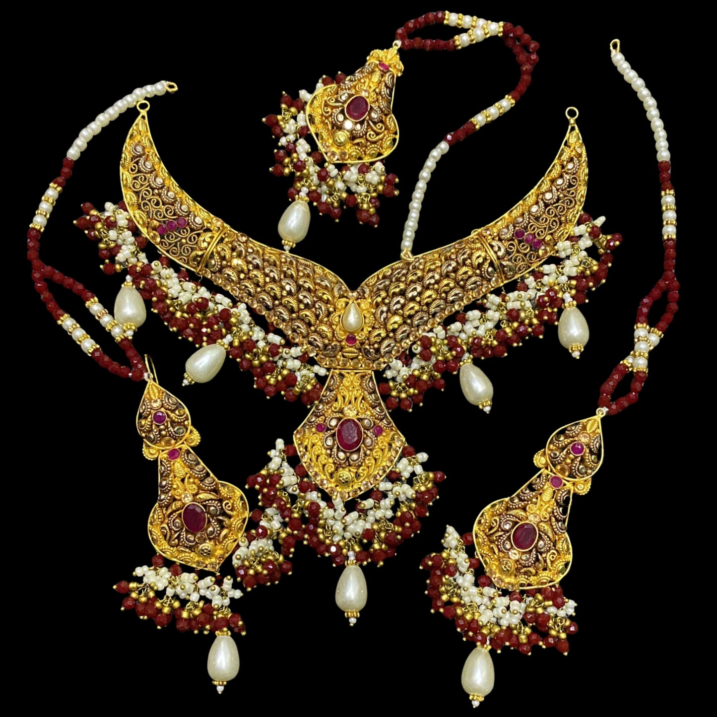 Radiant Maroon Gold-Plated Choker Necklace with Royal Look