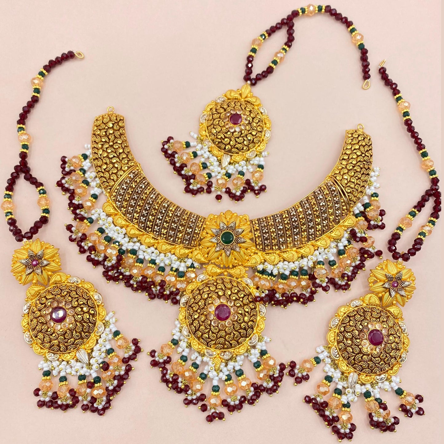 Ethereal Gold-Plated Jewellery Set with Real Zircon Stones