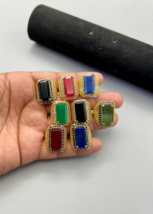 1 Pc Elegant Gold-Plated Gemstone Ring