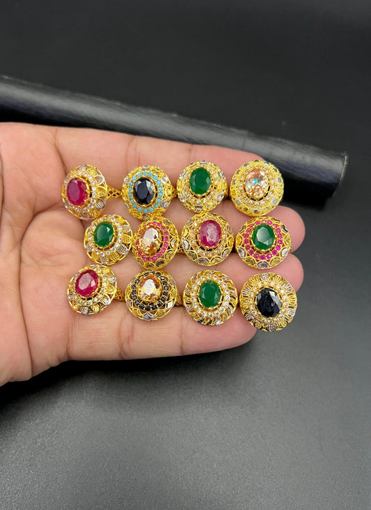 1 Pc Luxury Gold-Plated Real Zircon Gemstone Ring