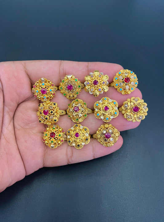 1 Pc Glamorous Gold-Plated Zircon Stone Fashion Ring